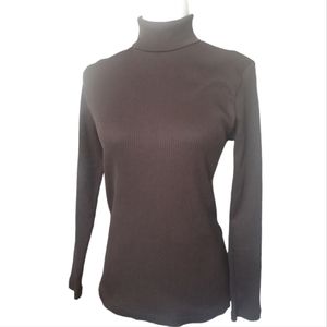 Vintage brown long sleeve zip-up polyester turtleneck, modern size XS